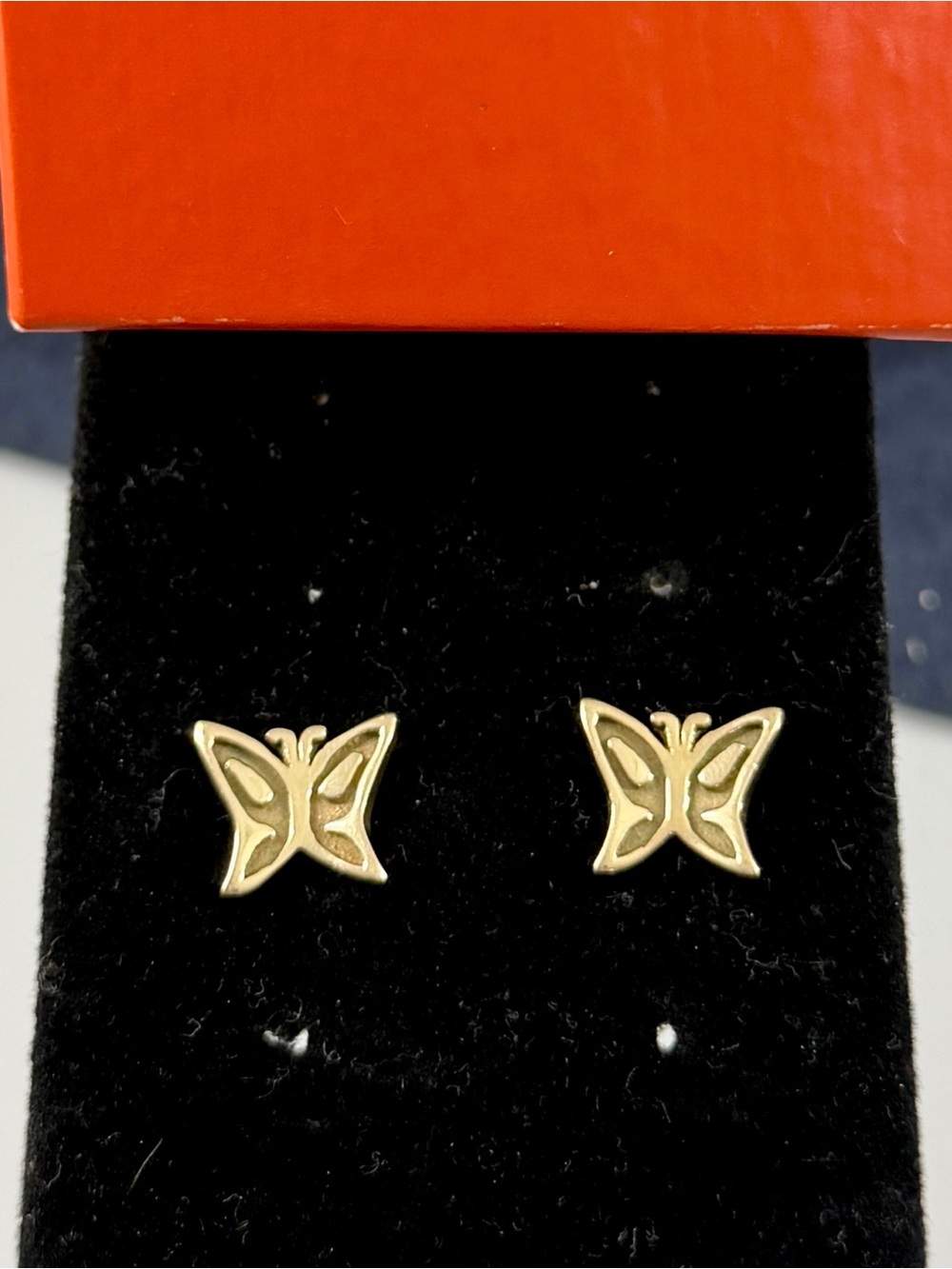JAMES AVERY 14K Yellow Gold Mariposa Butterfly Stud Post Earrings; RETIRED